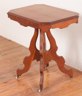 Appraisal: Victorian Eastlake Style Table Victorian Eastlake pedestal style parlor table