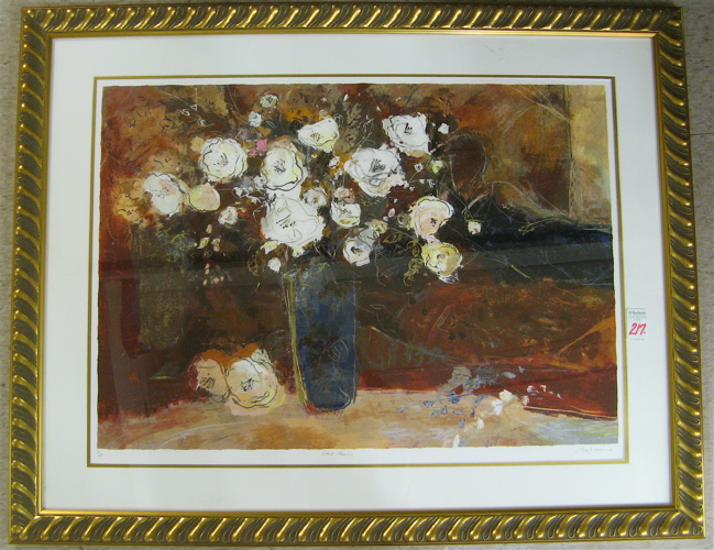 Appraisal: ANDREW FRANCIS SERIGRAPH IN COLORS White Flowers British born No