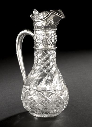 Appraisal: Gorham Sterling Silver-Mounted Cut Glass Claret Jug Providence Rhode Island