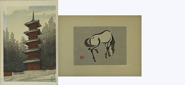 Appraisal: Prints and Paintings Including works by Kuniyoshi Koson Hokkei Kotozuka