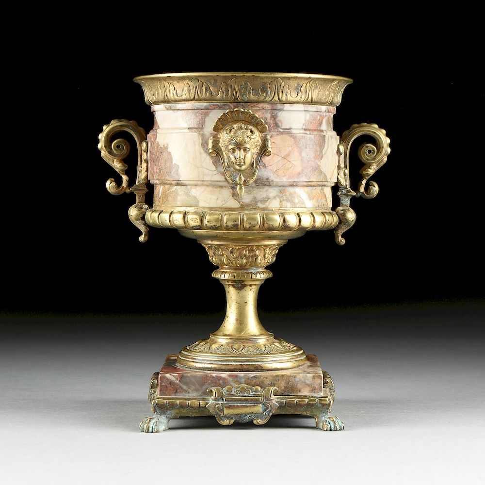 Appraisal: A FRENCH N O-GREC GILT BRONZE AND MARBLE CASSOLETTE URN