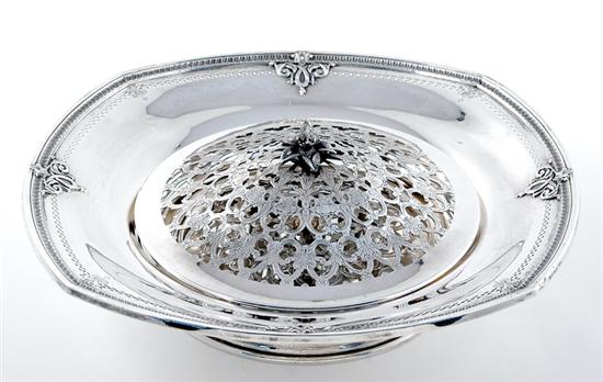 Appraisal: International sterling centerpiece first half th century reticulated lid surmounted