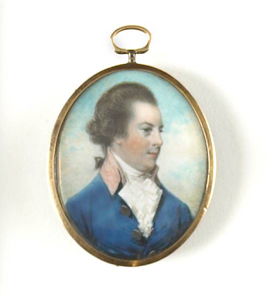 Appraisal: An oval portrait miniature on ivory of Samuel Elliot by