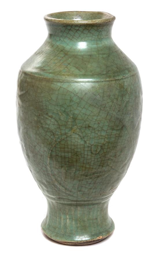 Appraisal: Sale Lot A Longquan Celadon Glazed Porcelain Vase of baluster