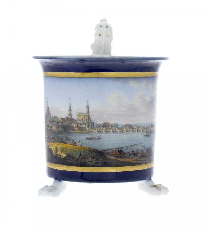 Appraisal: A MEISSEN CABINET CUP finely painted with an extensive view