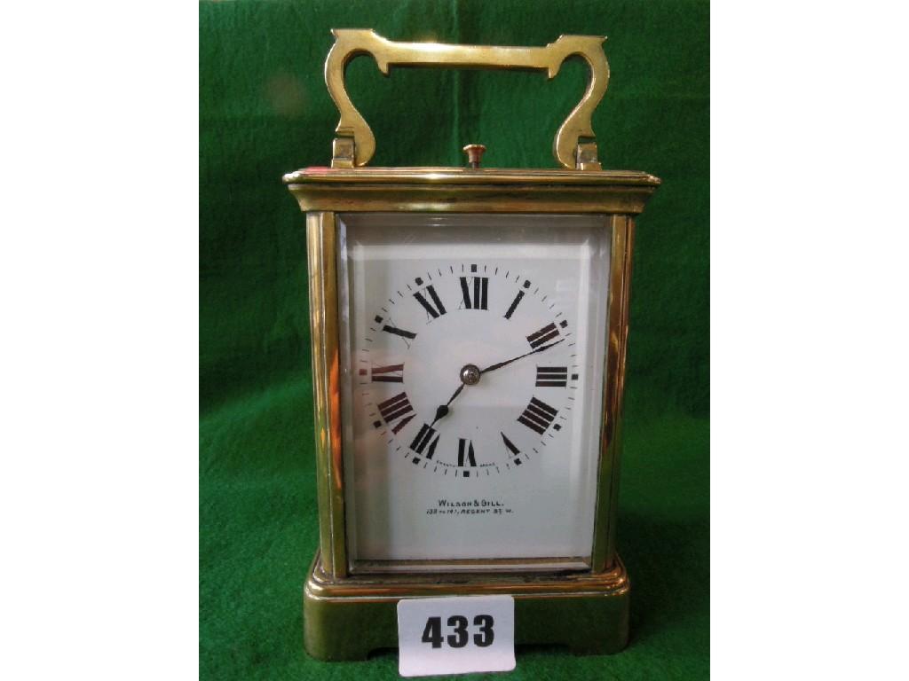 Appraisal: A French carriage clock with eight day striking movement and