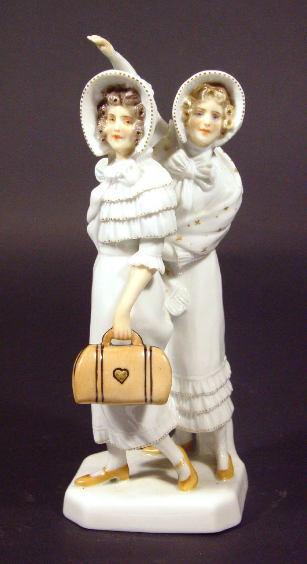 Appraisal: Hand painted Rosenthal porcelain figure group of two young women