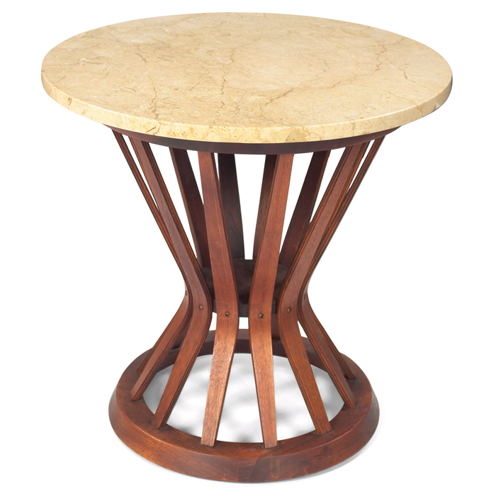 Appraisal: Dunbar style Sheaf of Wheat occasional table s walnut base