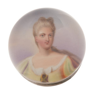 Appraisal: A Painted Portrait Glass Paperweight Likely French Mid- th Century