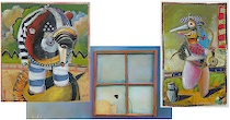 Appraisal: Three Contemporary Mixed Media Pieces A lot of three contemporary