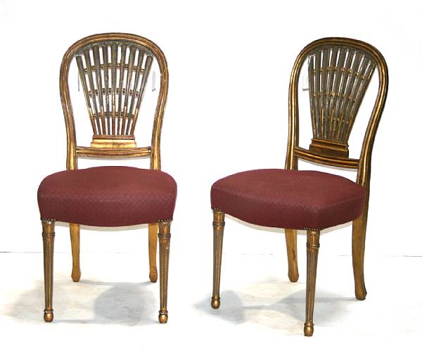 Appraisal: A set of six Louis XV style giltwood dining chairs