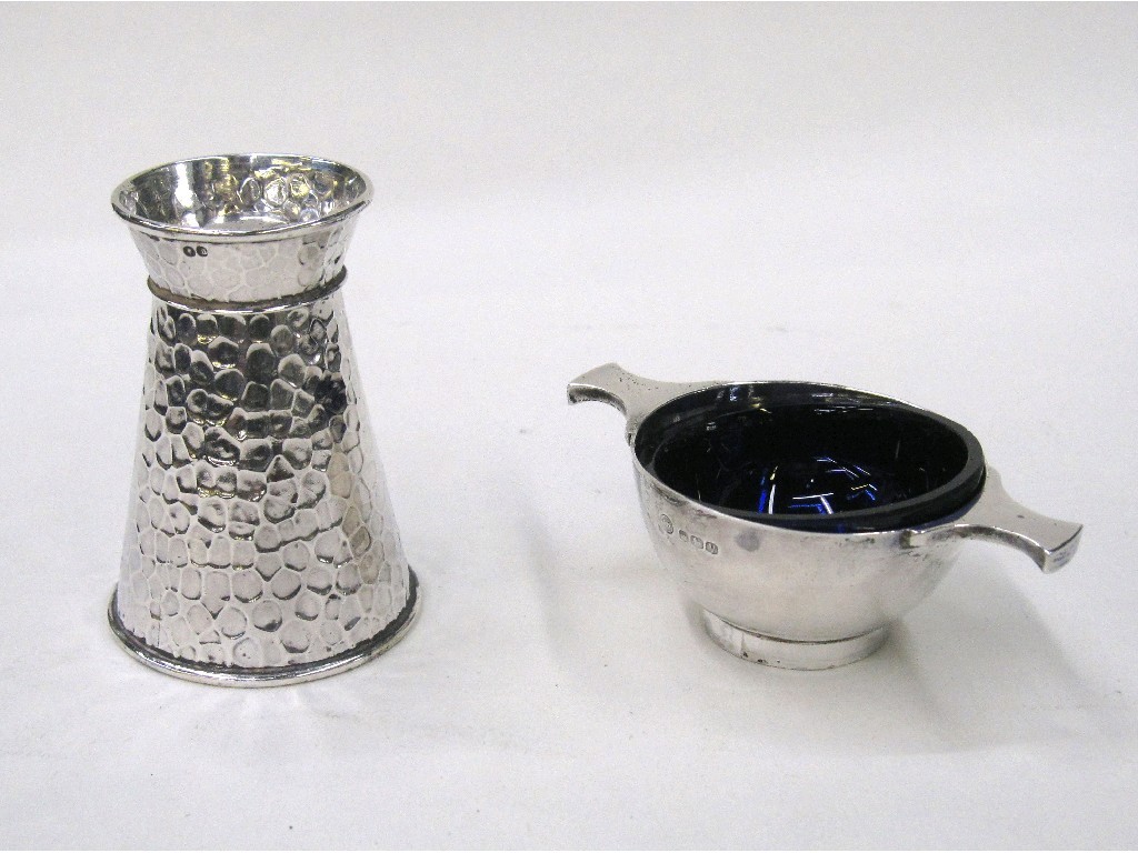 Appraisal: Lot comprising silver pepper mill and a quaich shaped salt