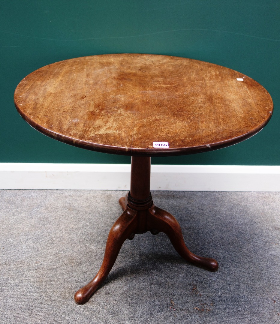 Appraisal: An th century mahogany tripod table the one piece solid