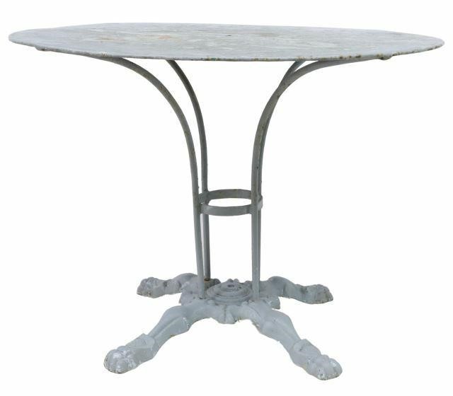 Appraisal: French iron patio garden table th c in a worn