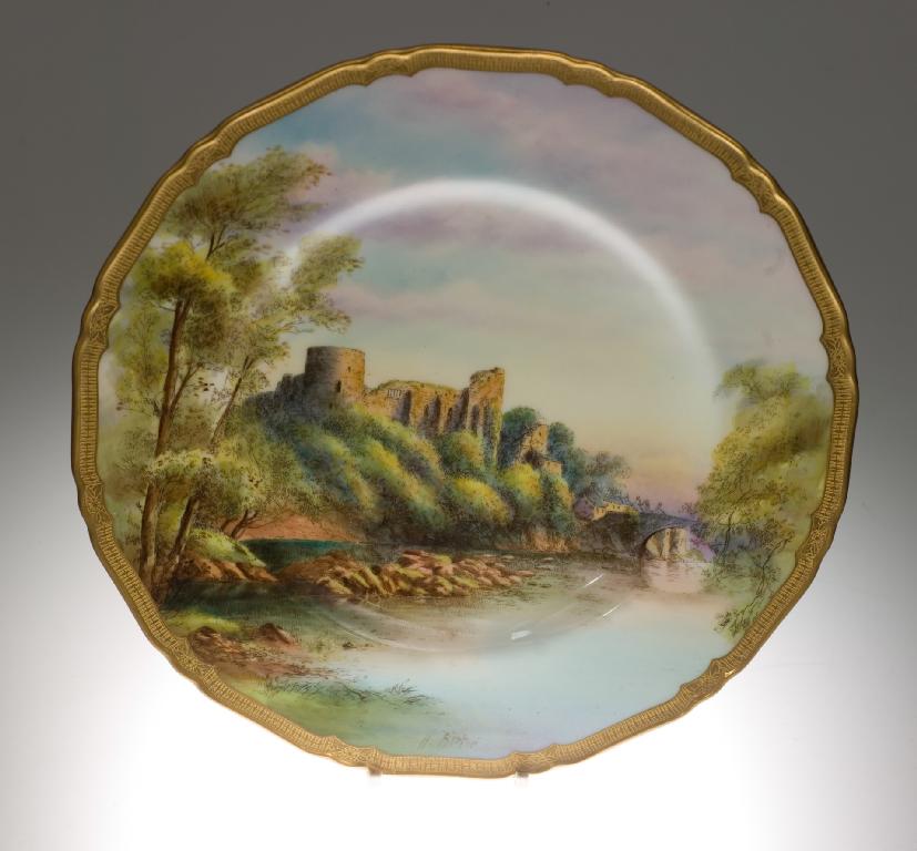 Appraisal: LOCAL INTEREST ROYAL WORCESTER NAMED CABINET PLATE BARNARD CASTLE PAINTED