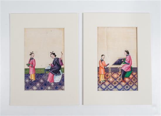 Appraisal: Sale Lot A Group of Three Chinese Pith Paintings depicting