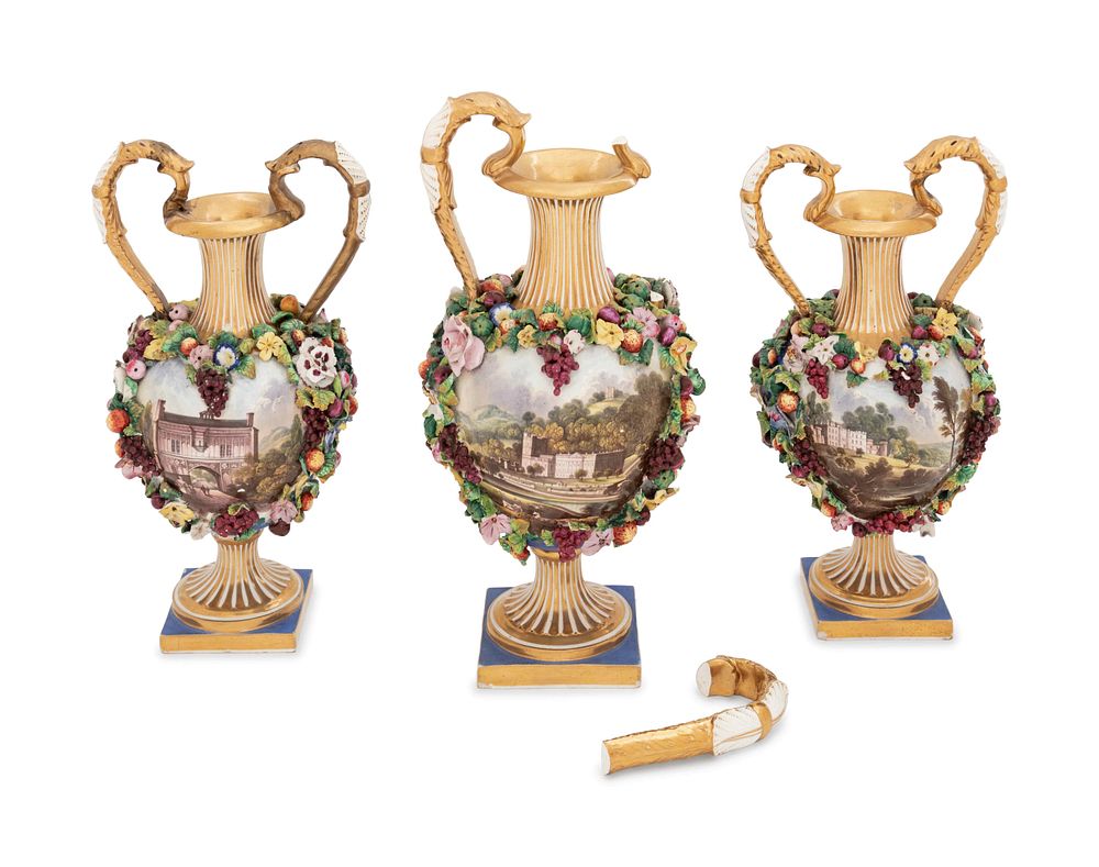 Appraisal: A Bloor Derby Three-Piece Porcelain Garniture Set A Bloor Derby