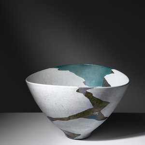 Appraisal: Wayne Higby b Landscape Series Bowl raku-fired glazed earthenware signed