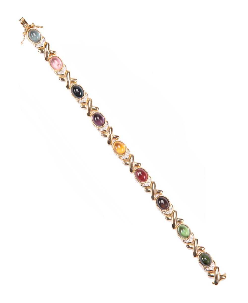 Appraisal: kt Yellow Gold Multicolor Tourmaline and Diamond Bracelet set with