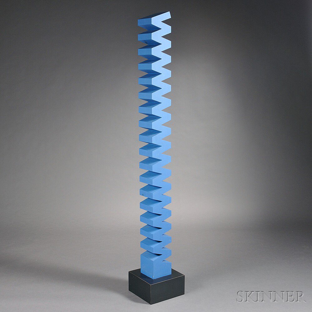 Appraisal: Gary Ambrose Floor Sculpture Painted wood Vertical zigzag in blue