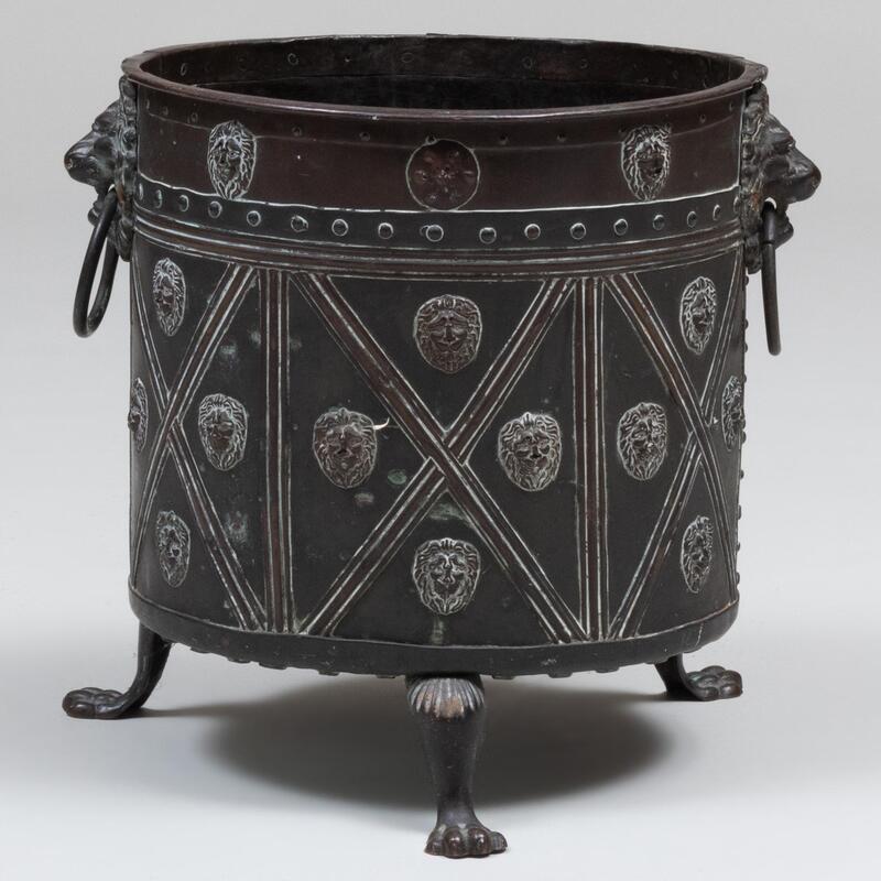 Appraisal: English Copper and Brass Log Bucket x in diam Condition