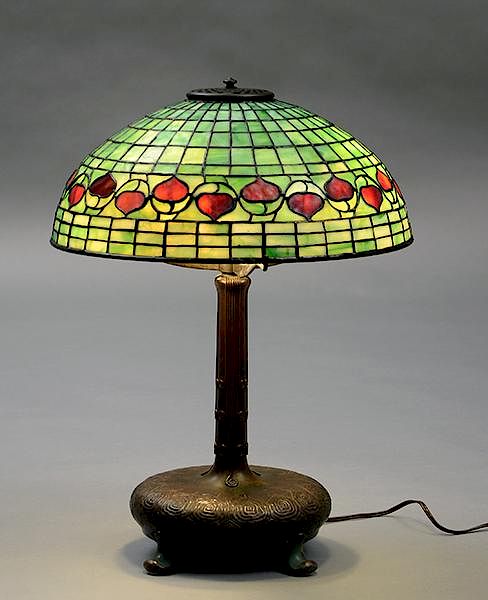 Appraisal: Tiffany Table Lamp Fine Tiffany table lamp green and red