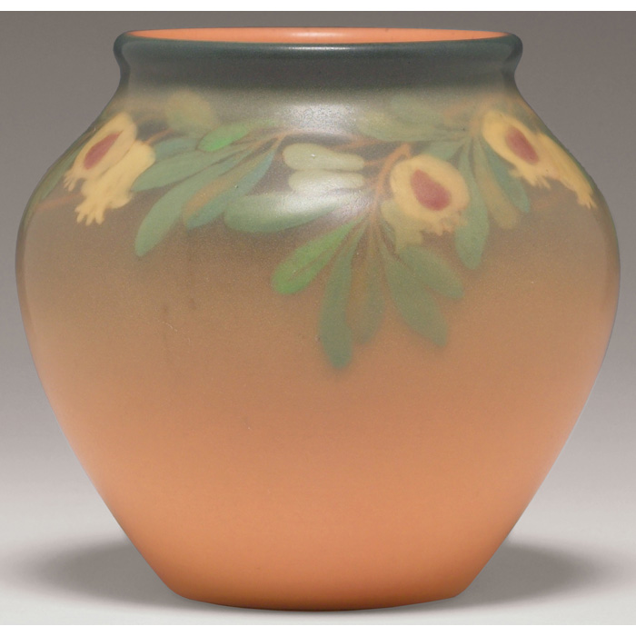 Appraisal: Rare Rookwood vase nicely painted design of fruit and leaves