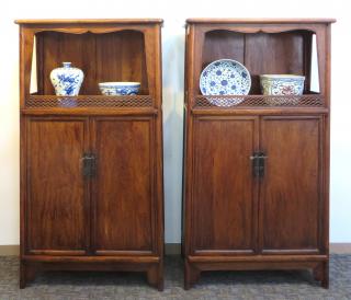 Appraisal: Pair Huanghuali Cabinets Pair Huanghuali Cabinets In the traditional style