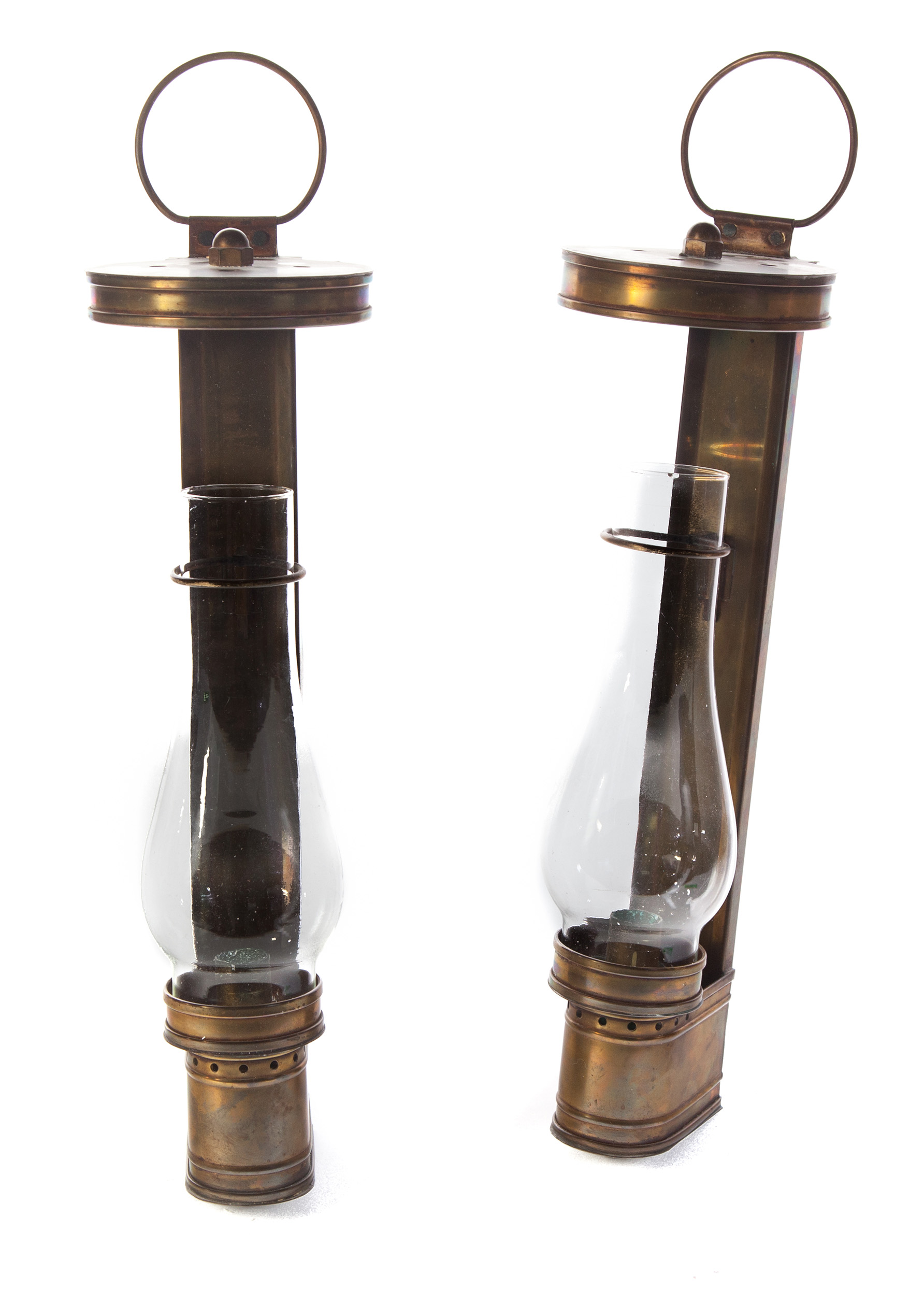 Appraisal: PAIR OF RAILROAD CAR CANDLE SCONCES American ca - Brass