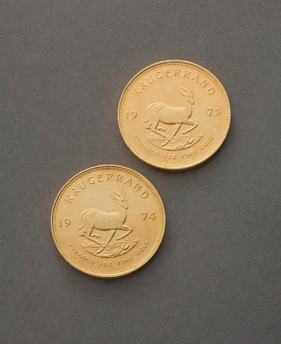 Appraisal: Two South African Gold Krugerrands Dated and