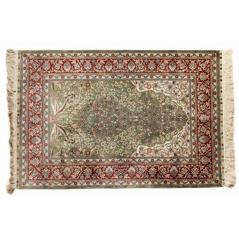 Appraisal: Persian Tabriz Prayer Rug Silk Persian Tabriz prayer rug with