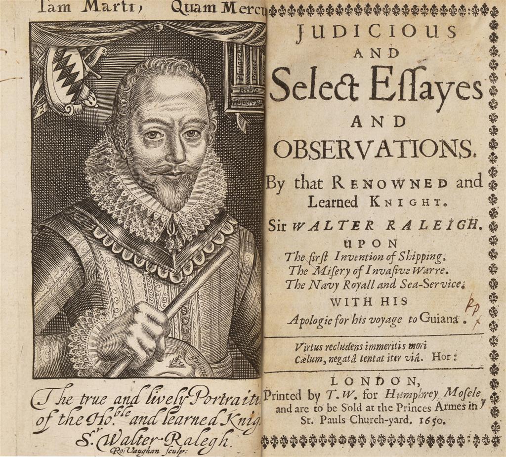 Appraisal: Raleigh Sir Walter Judicious and select essayes and observations London