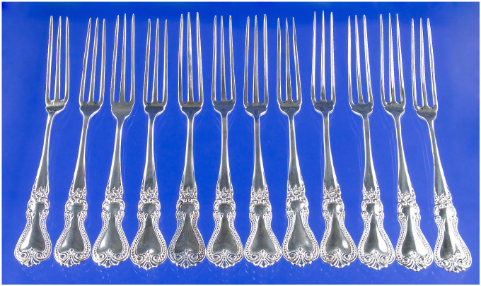 Appraisal: A Set Of Twelve American Silver Hors D'oeuvre Forks Makers