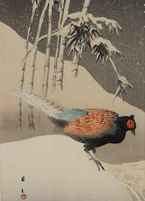 Appraisal: Ohara Koson Japanese - Pheasant and Bamboo in Winter Color