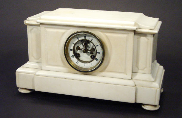 Appraisal: Victorian white marble chiming mantel clock with enamelled dial cm