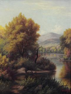 Appraisal: George Cope American PA - oil on canvas Delaware Water