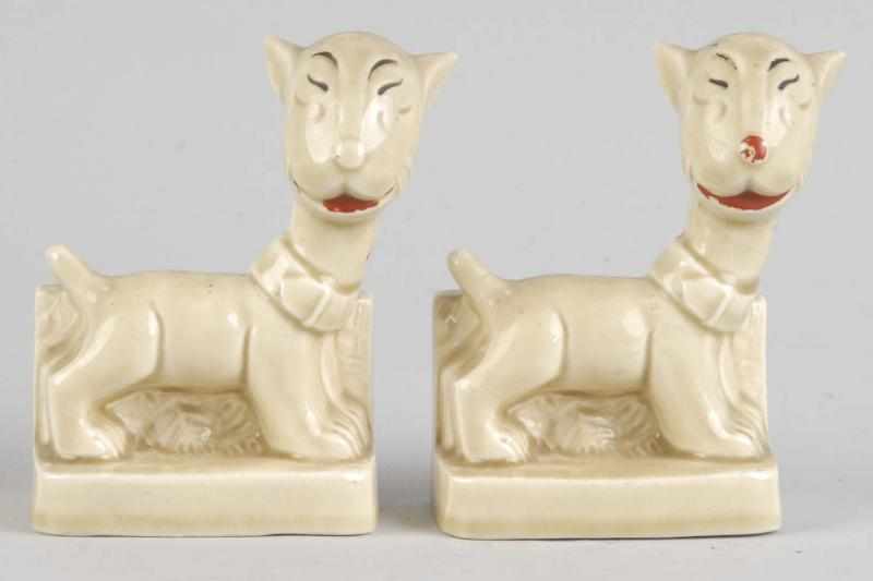 Appraisal: Lot of Pottery Animal Bookends Description Each marked Germany and