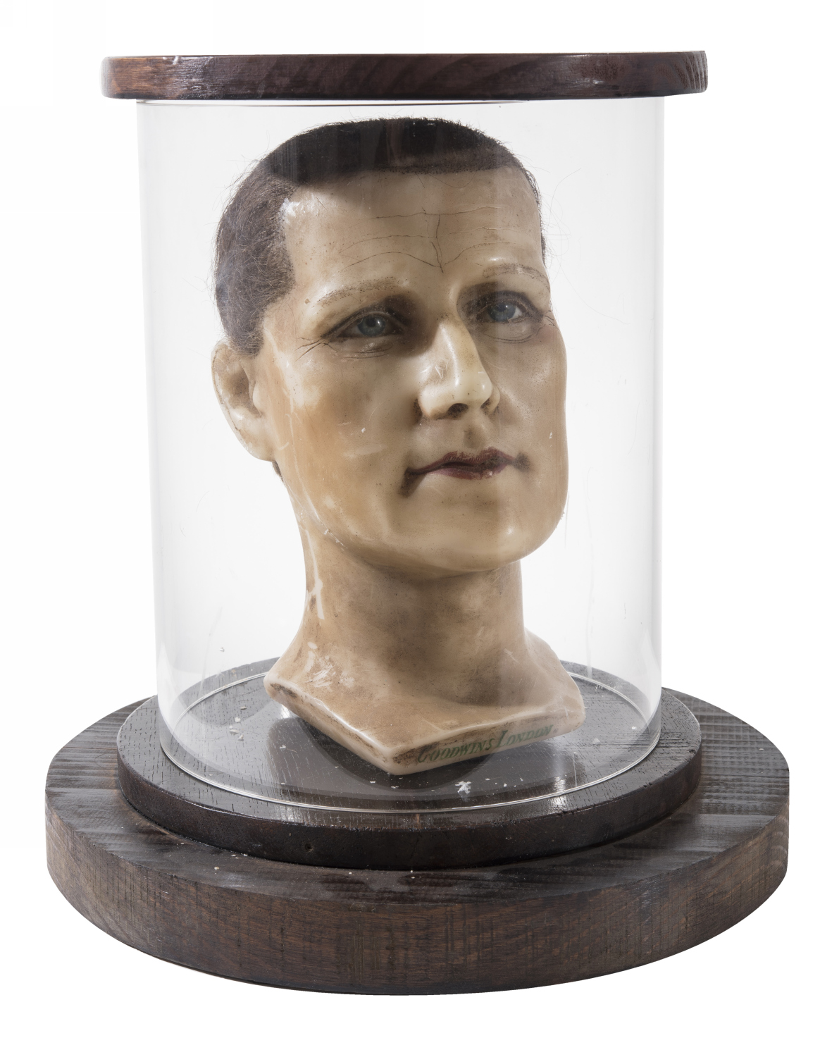 Appraisal: ENCASED WAX MANNEQUIN HEAD