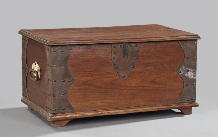 Appraisal: Northern European Wrought-Iron-Mounted Walnut Dowry Chest fourth quarter th century