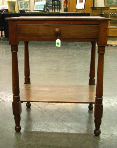 Appraisal: Antique One Drawer Stand With Turned Legs