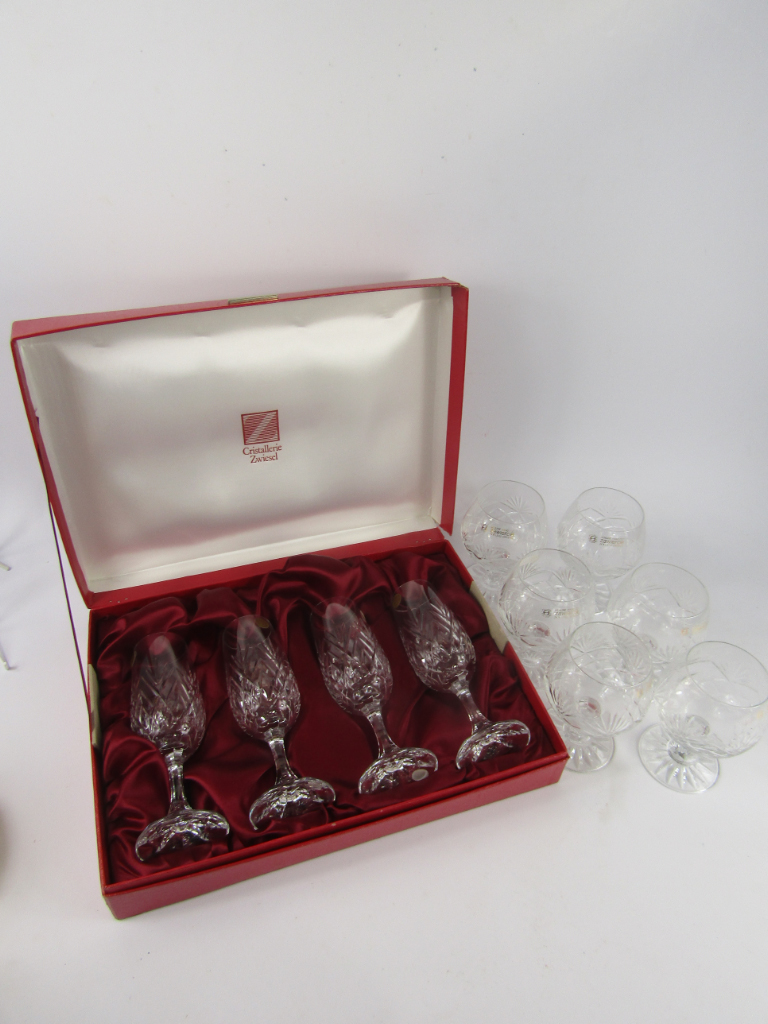 Appraisal: A set of four Cristallerie Zwiesel cut glass champagne flutes