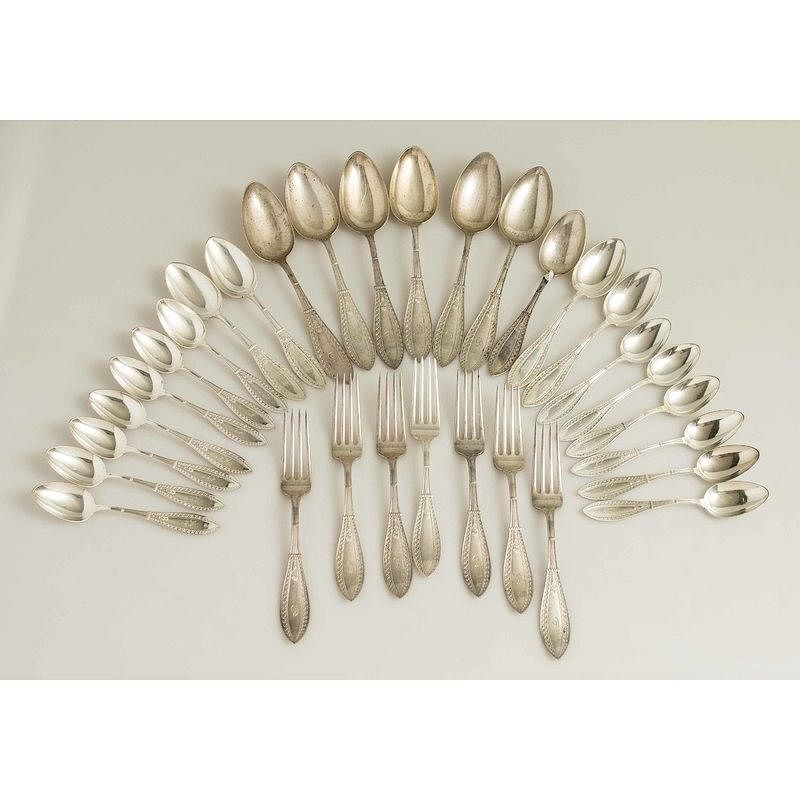 Appraisal: Sterling Silver Flatware Olympic Pattern Thirty one assorted Schulz Fischer