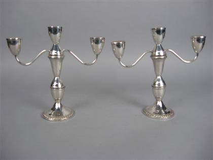 Appraisal: Pair of Duchin three-light sterling silver candelabra early th century