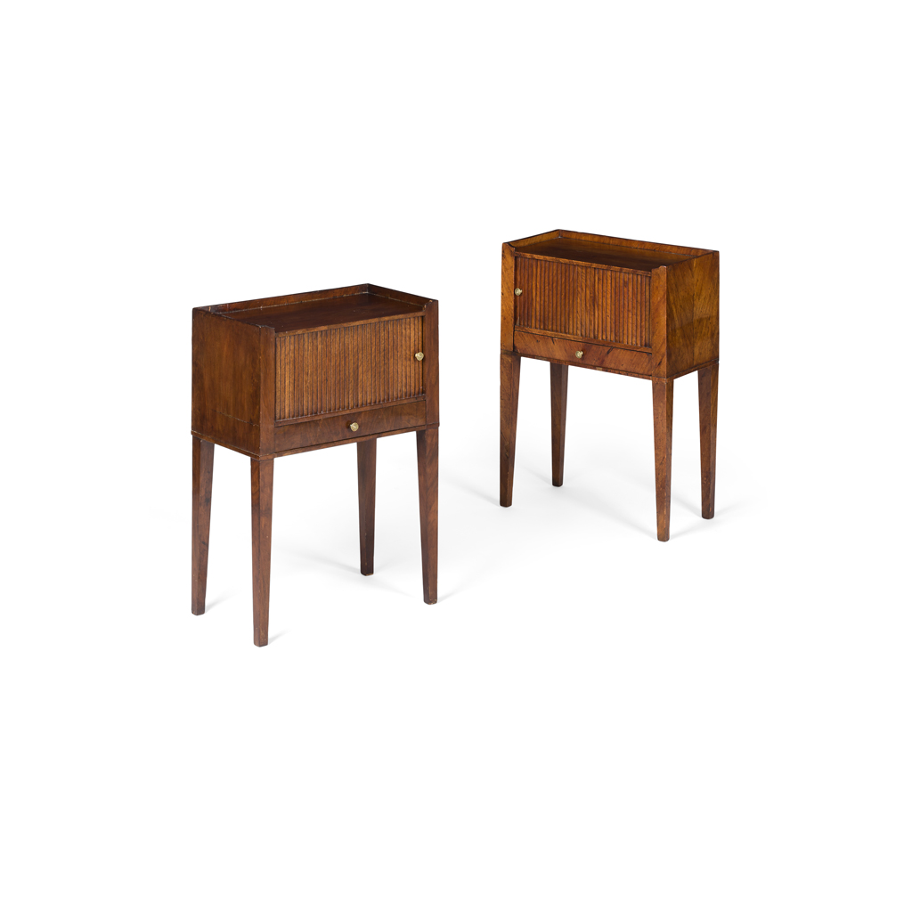 Appraisal: PAIR OF WALNUT BEDSIDE COMMODES ONE EARLY TH CENTURY THE