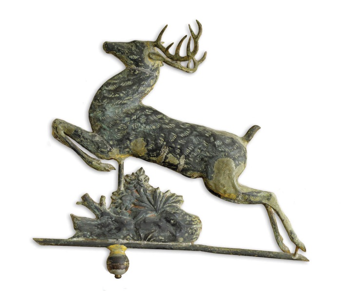 Appraisal: RARE LEAPING STAG WEATHERVANE PROBABLY HARRIS COMPANY BOSTON Full-bodied molded