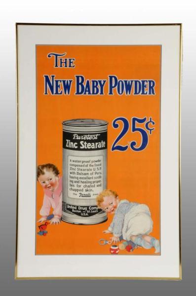 Appraisal: Framed Cardboard Puretest Baby Powder Poster Description Circa s Framed