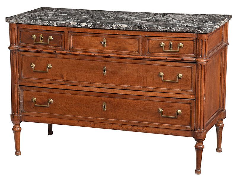 Appraisal: Louis XVI Walnut Marble Top Commode French late th century