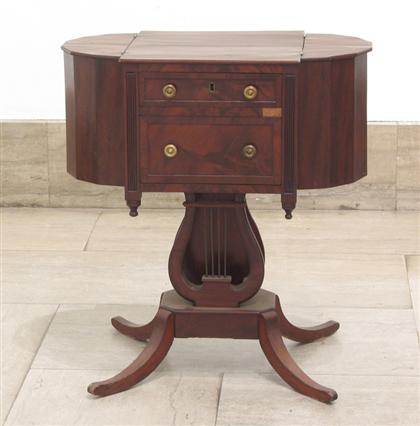 Appraisal: Classical mahogany sewing stand first quarter th century Rectangular top