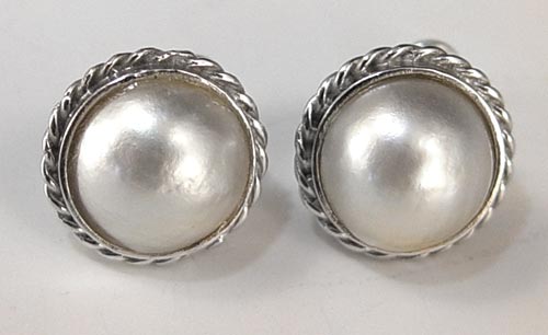 Appraisal: WHITE MABE PEARL EARRINGS mm creamy white Mabe pearls circled