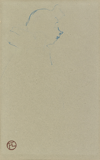 Appraisal: HENRI TOULOUSE-LAUTREC Profil de clown Blue pencil on light gray